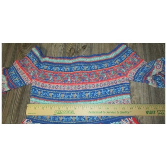 Flying Tomato Long Dress Size Small Floral Short Sleeves Multicolored Boho - Picture 6 of 11